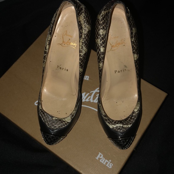 Louboutin Maggie Watersnake Heels  sz 37 - Picture 1 of 4